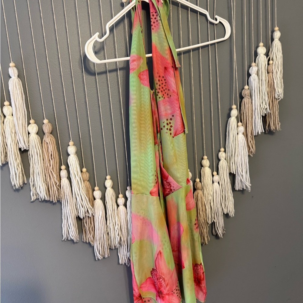 Floral Green and Pink beach coverup